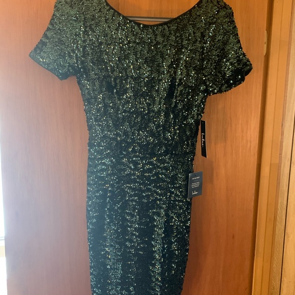 Dark green sequence party dress - Picture 2 of 3